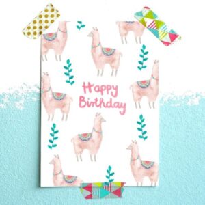 Frau Ottilie Postkarte Lama Happy Birthday