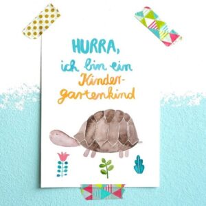 Frau Ottilie Postkarte Hurra, ich bin ein Kindergartenkind Schildkröte