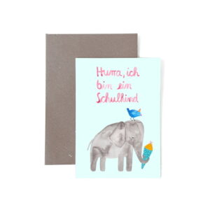 Frau Ottilie - Grusskarte Einschulung Elefant