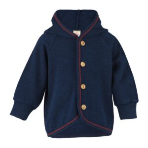 Engel Baby-Kapuzenjacke aus Wollfrottee inside out marine