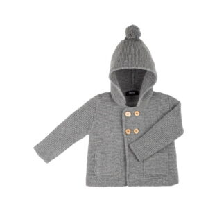 Pure Pure Baby-Kapuzenjacke grau mit Babyalpakawolle