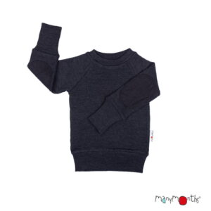 ManyMonths Woll-Pulli mit Ellbogenpatches Foggy Black