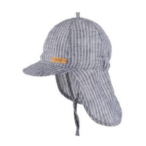 Pure Pure Leinen-Sonnenhut mit Nackenschutz jeans gestreift