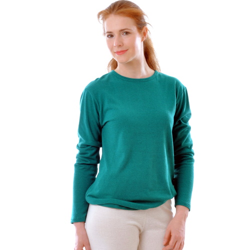 Alkena Damen Langarmshirt aus Bouretteseide türkisgrün