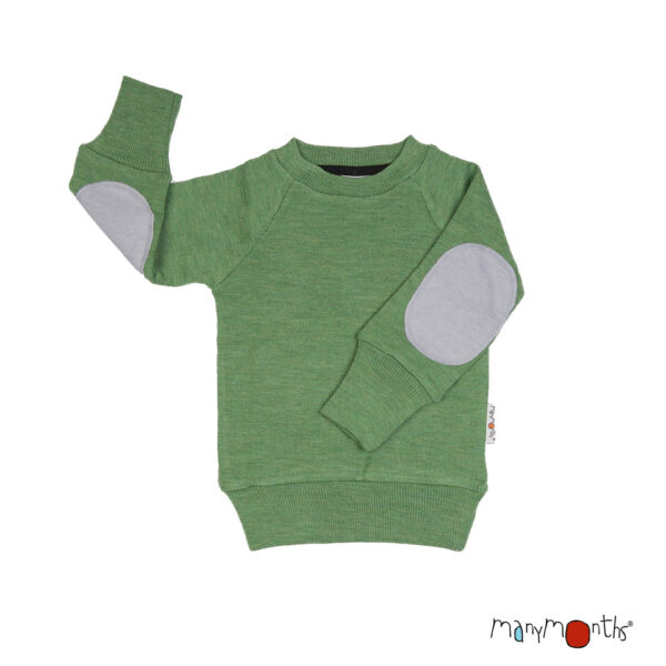 ManyMonths Woll-Pulli mit Ellbogenpatches Jade Green