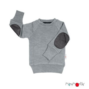 ManyMonths Woll-Pulli mit Ellbogenpatches Platinum Grey