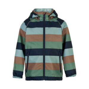 Minymo Softshelljacke gestreift blau grün braun