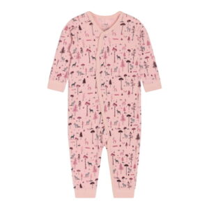 Hust&Claire Wolljersey Strampler Tiere des Waldes rosa
