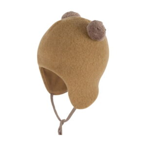 Pure Pure Wollfleece zwei Bommel Mütze ermine beige