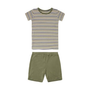Hust&Claire Pyjama aus Bambusviskose gestreift olive