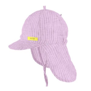 Pure Pure Leinen-Sonnenhut mit Nackenschutz lavender gestreift