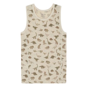 Hust&Claire Woll-Seide Tanktop Dinosaurier weiss