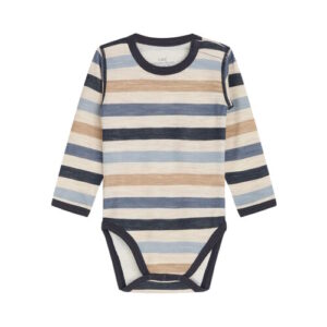Hust&Claire Wolle-Bambus Body gestreift blau