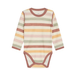 Hust&Claire Wolle-Bambus Body gestreift rosa