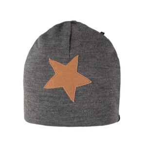 Pure Pure Mini Beanie Interlock Merinowolle Stern grau melange