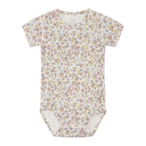 Hust&Claire Bambusviskose-Body Blumen gelb kurzarm