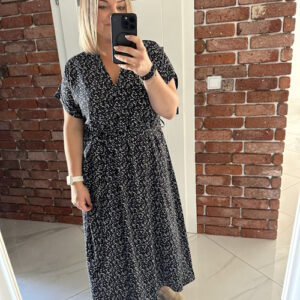 Greyse Kimono Blümchen auf Schwarz