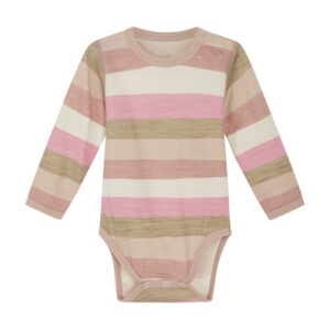 Hust&Claire Wolle-Bambus Body gestreift Rose Cloud
