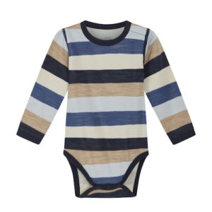 Hust&Claire Wolle-Bambus Body gestreift Cloud Blue