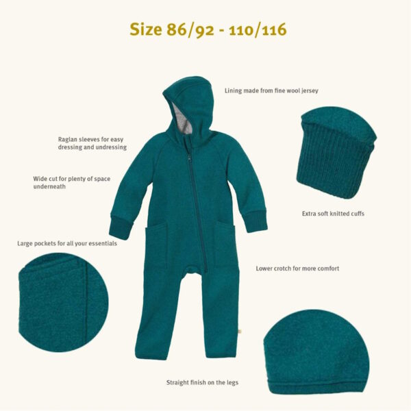 Disana Wollwalk Zip-Overall Oliv – Bild 3