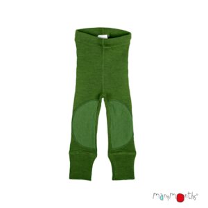 Manymonths Woll-Leggings Forest Floor Green mit Knee Patches