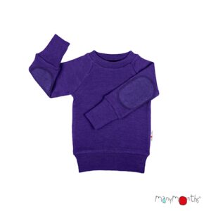ManyMonths Woll-Pulli mit Ellbogenpatches Acai Berry