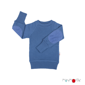 ManyMonths Woll-Pulli mit Ellbogenpatches Cosmos Blue