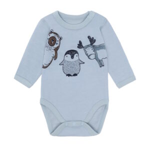 Hust&Claire Wolle-Bambus Body Tiere blau