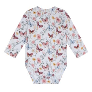 Hust&Claire Bambusviskose Body Schmetterling blau lang