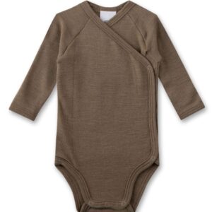 Sanetta Wickelbody langarm beige aus Merino-Wolle & Seide