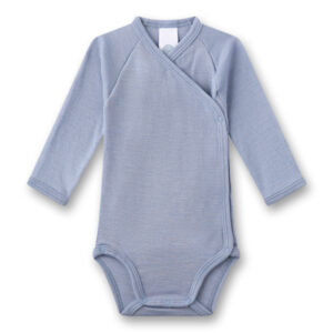 Sanetta Wickelbody langarm blau aus Wolle & Seide