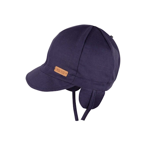Pure Pure Babymütze Baumwoll-Leinen navy