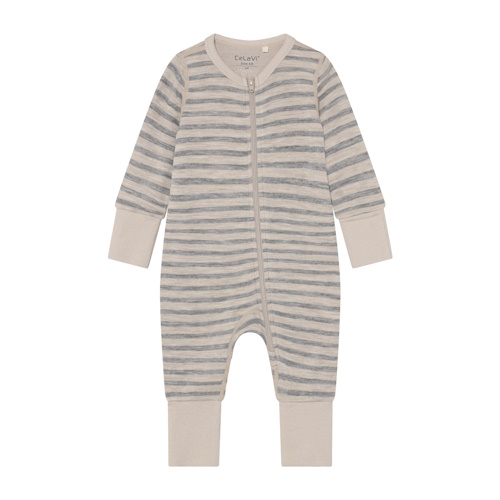 Celavi Bambus-Wolle Doubleface Strampler Quiet Shade
