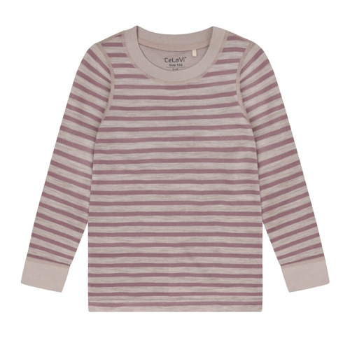 Celavi Bambusviskose Wolle Doubleface Langarmshirt Grape Shake