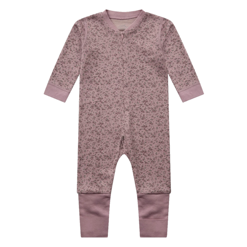 Hust&Claire Wolle-Bambus Einteiler Blumen heather Zipper